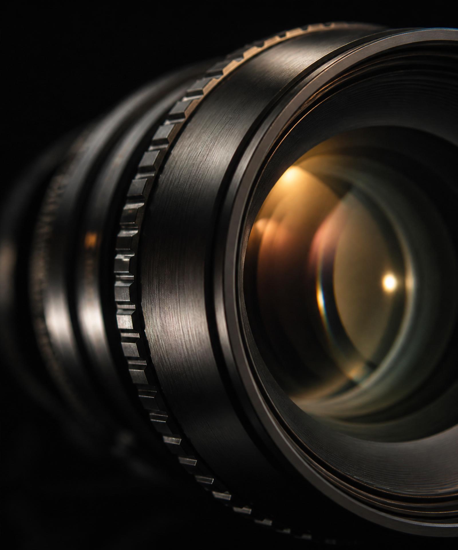 Macro study of a cinema camera lens
